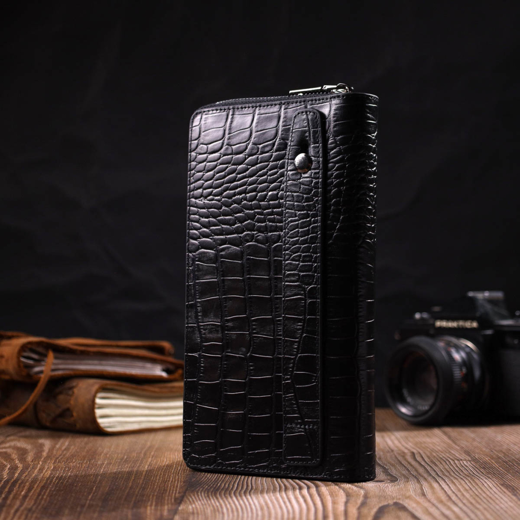 Гаманець Bond Accessories З одним відділенням з натуральної шкіри Чорна (22030) - зображення 8