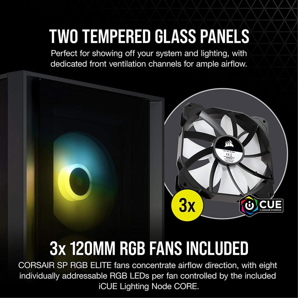 Корпус Corsair iCUE 4000X RGB Tempered Glass Black (CC-9011204-WW) - зображення 9