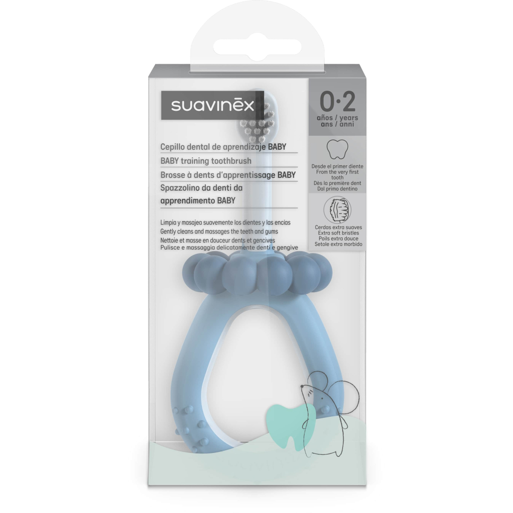 Дитяча зубна щітка Suavinex STAGE 1 з масажером від 0 до 2 років, синя (403012) - изображение 3