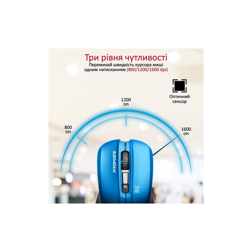 Мишка Promate Contour Wireless Blue (contour.blue) - зображення 3