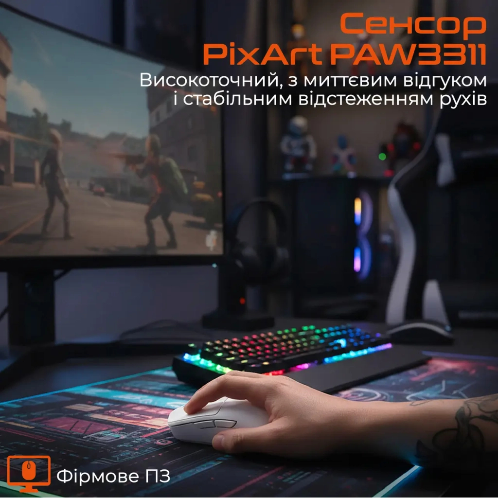 Мишка Meetion GW40 Bluetooth/Wireless/USB White (MT-GW40-B) - зображення 3