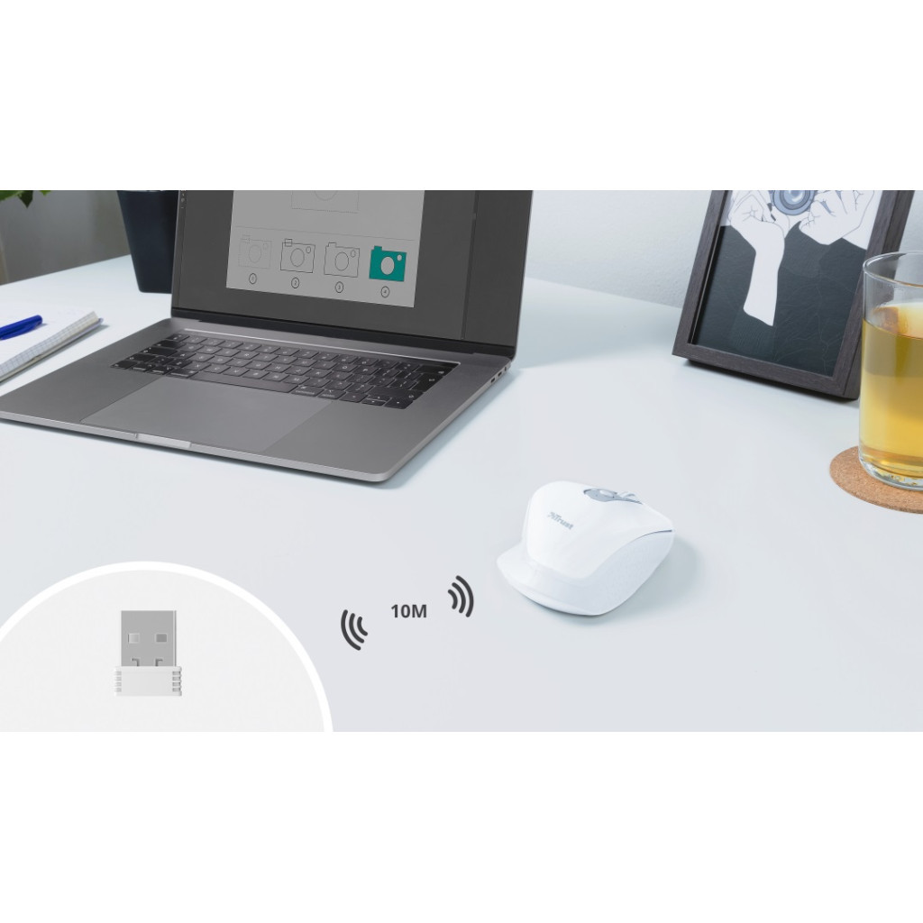 Мишка Trust Ozaa Rechargeable Wireless White (24035) - зображення 3