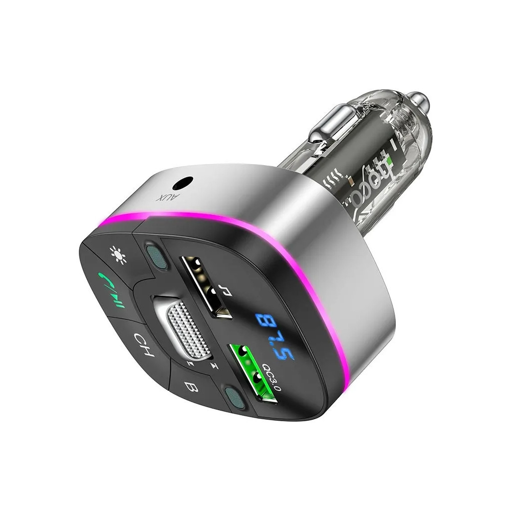 FM модулятор HOCO E71, Black/Silver, Box - зображення 3