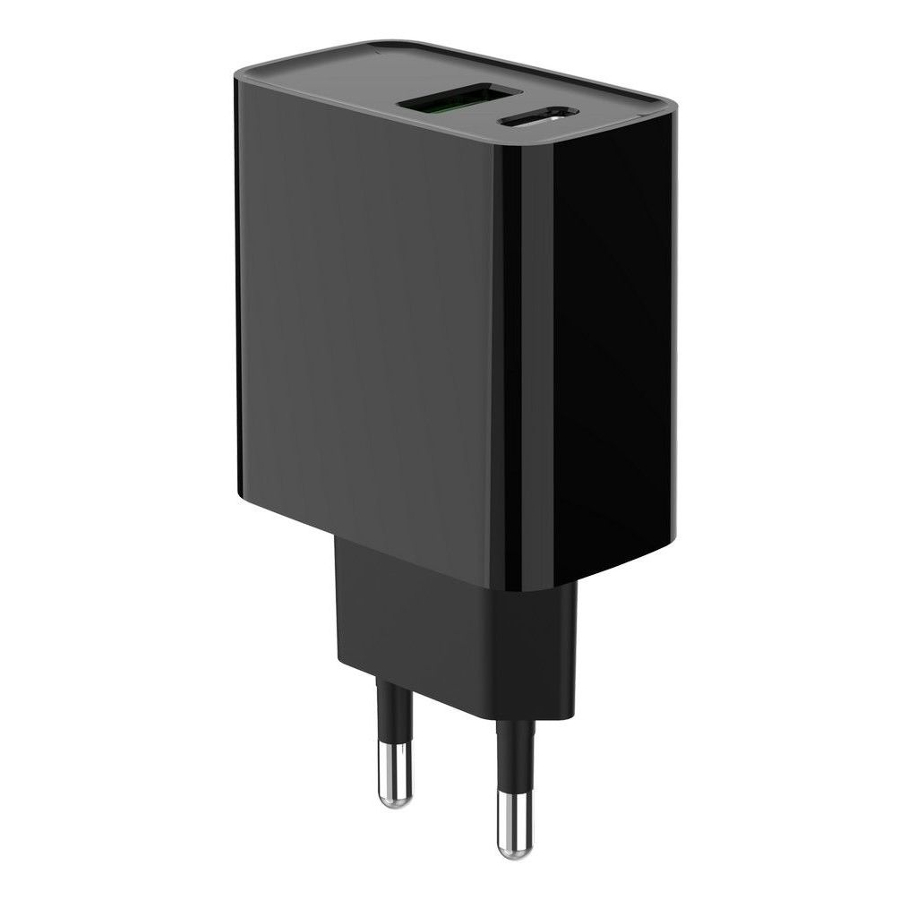 Зарядний пристрій Gembird 1xUSB-A + 1 Type-C (PD20Вт + QC3.0 18Вт) black (TA-UC-PDQC20-01-BK) - зображення 3