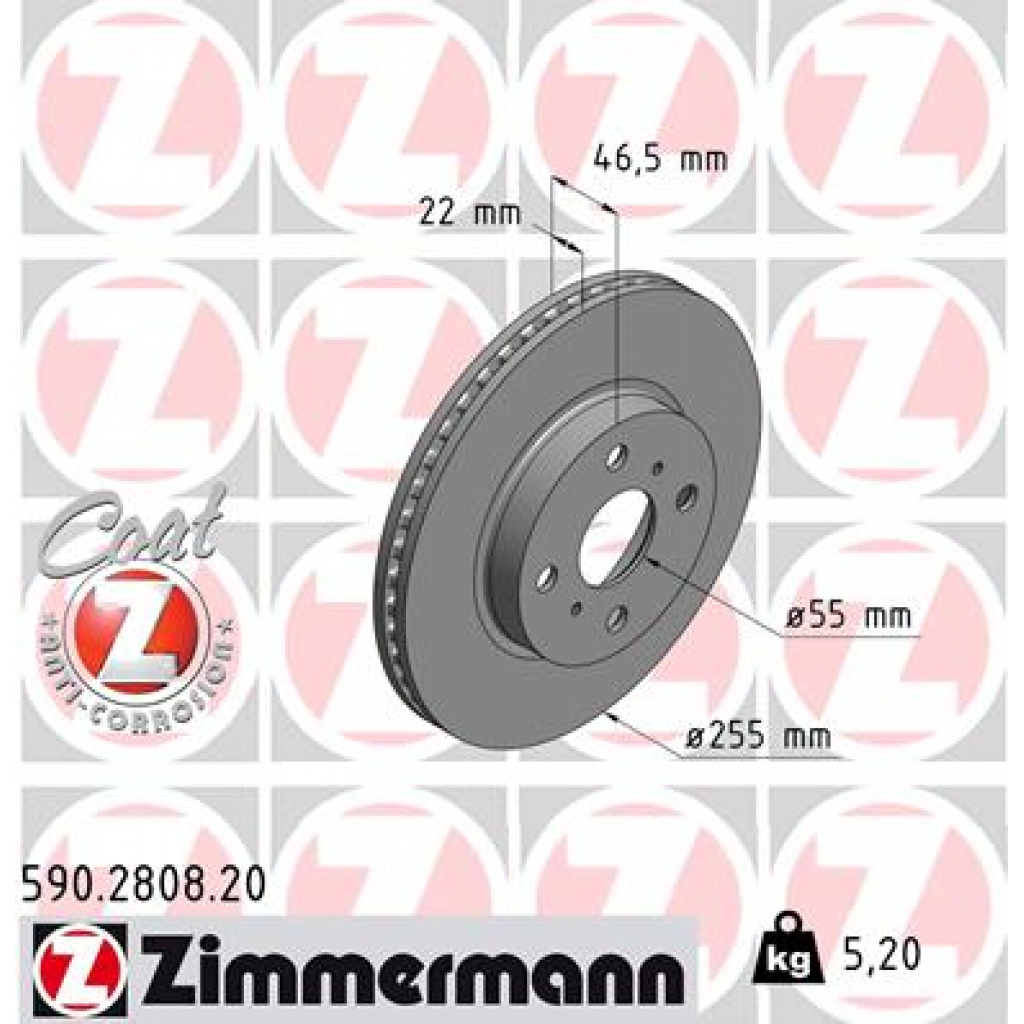 Гальмівний диск ZIMMERMANN 590.2808.20 - зображення 1