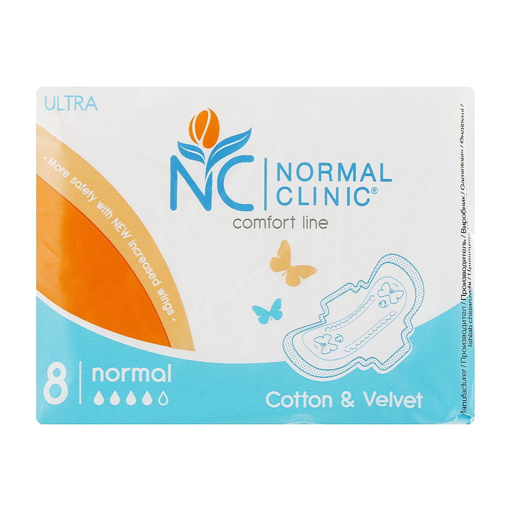 Гігієнічні прокладки Normal Clinic Ultra Cotton & Velvet Normal 8 шт. (3800213302888) - зображення 1
