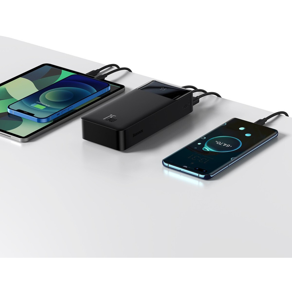 Батарея універсальна Baseus Bipow 30000mAh, 15W, USB-C/3A, 2*USB-A/3A(max.), +cable, black (PPBD050201) - зображення 7