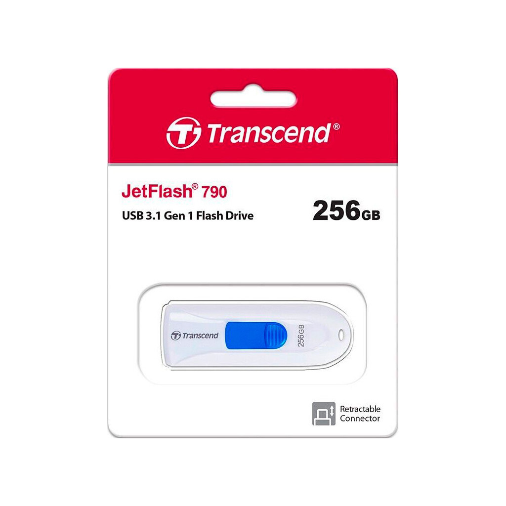 USB флеш накопичувач Transcend 256GB JetFlash 790 White USB 3.1 (TS256GJF790W) - зображення 5