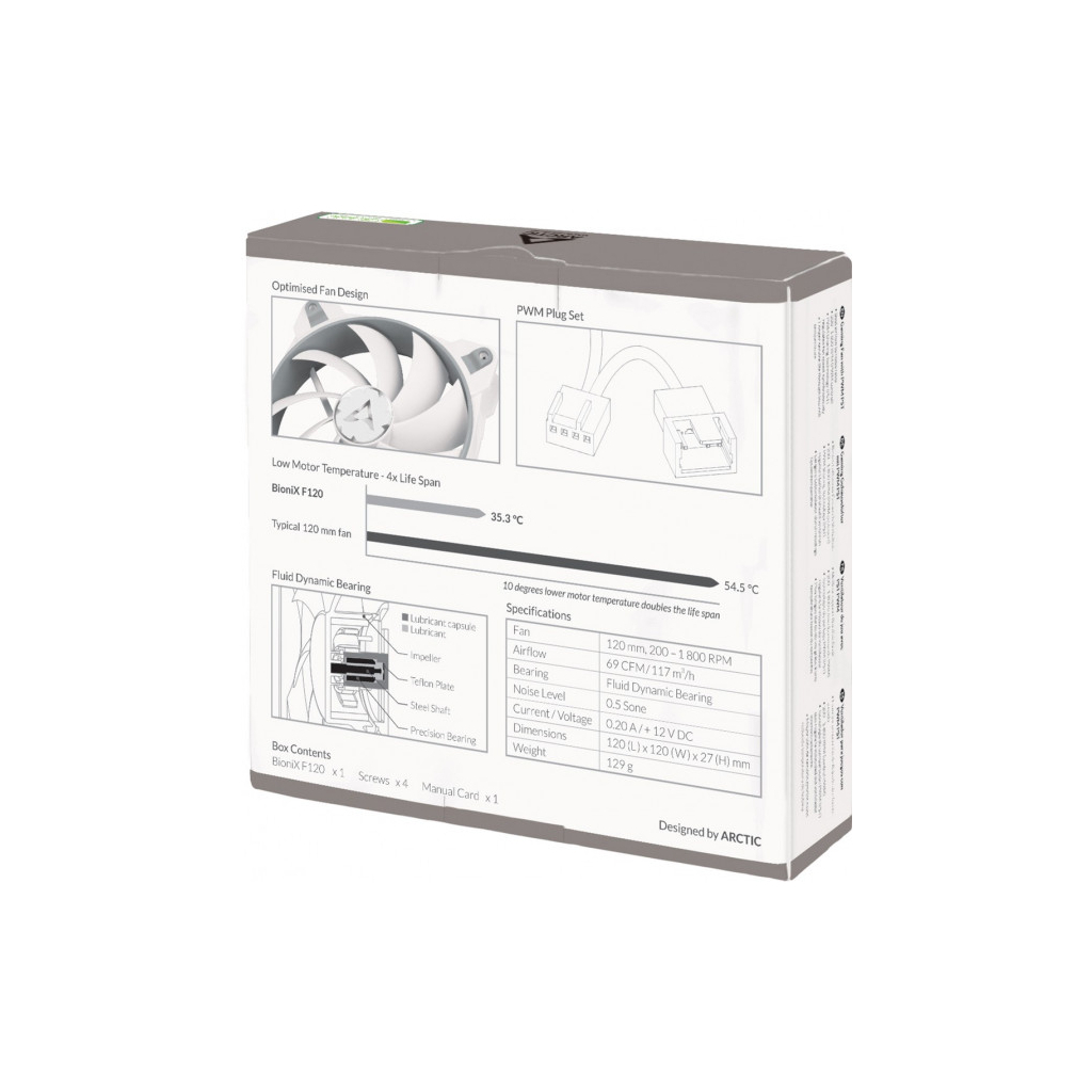 Кулер до корпусу Arctic BioniX F120 Grey/White (ACFAN00164A) - зображення 5