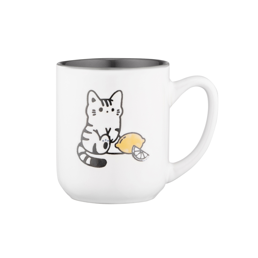 Чашка Ardesto Cat, 380мл, кераміка, біло-сіра (AR3055) - зображення 1