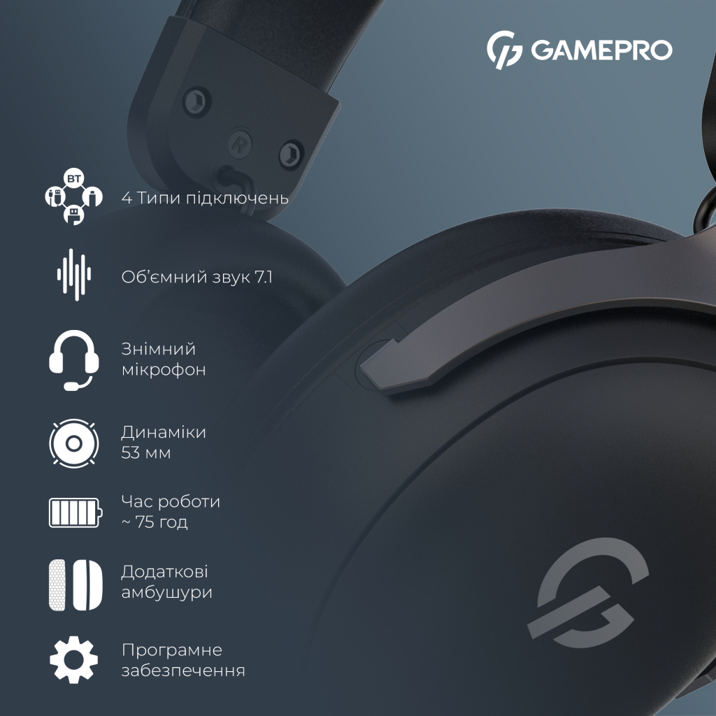 Навушники GamePro Asgard Freya Pro Wireless Black (HSW201B) - зображення 12