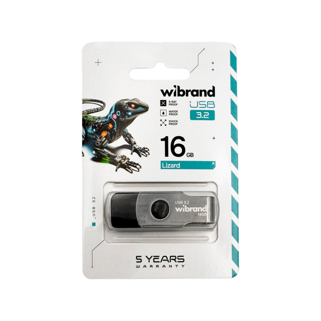 USB флеш накопичувач Wibrand 16GB Lizard Black USB 3.2 (WI3.2/LI16P9B) - зображення 2
