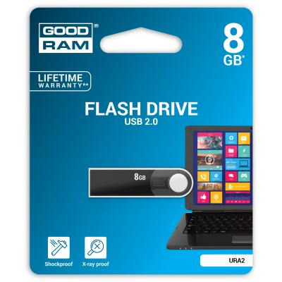 USB флеш накопичувач Goodram 8GB URA2 Black USB 2.0 (URA2-0080K0R11) - зображення 4