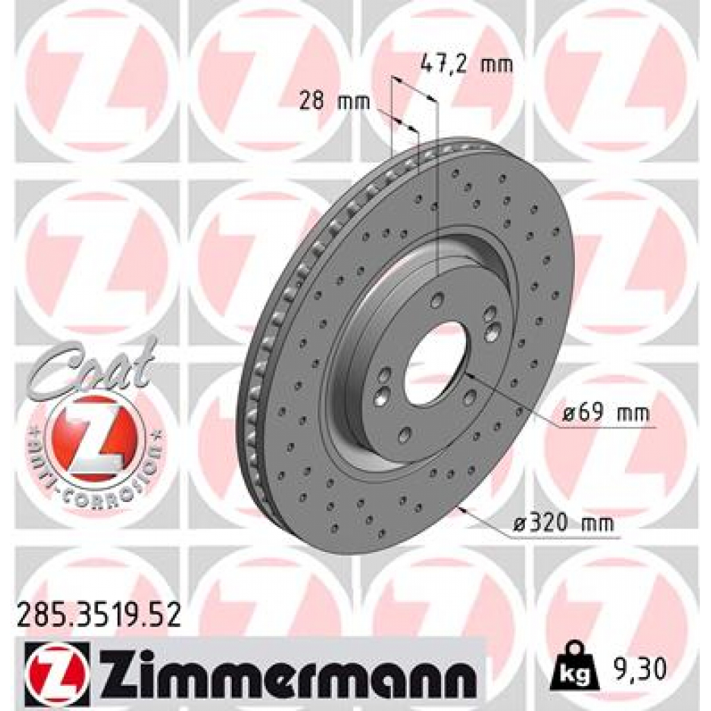 Гальмівний диск ZIMMERMANN 285.3519.52 - зображення 1