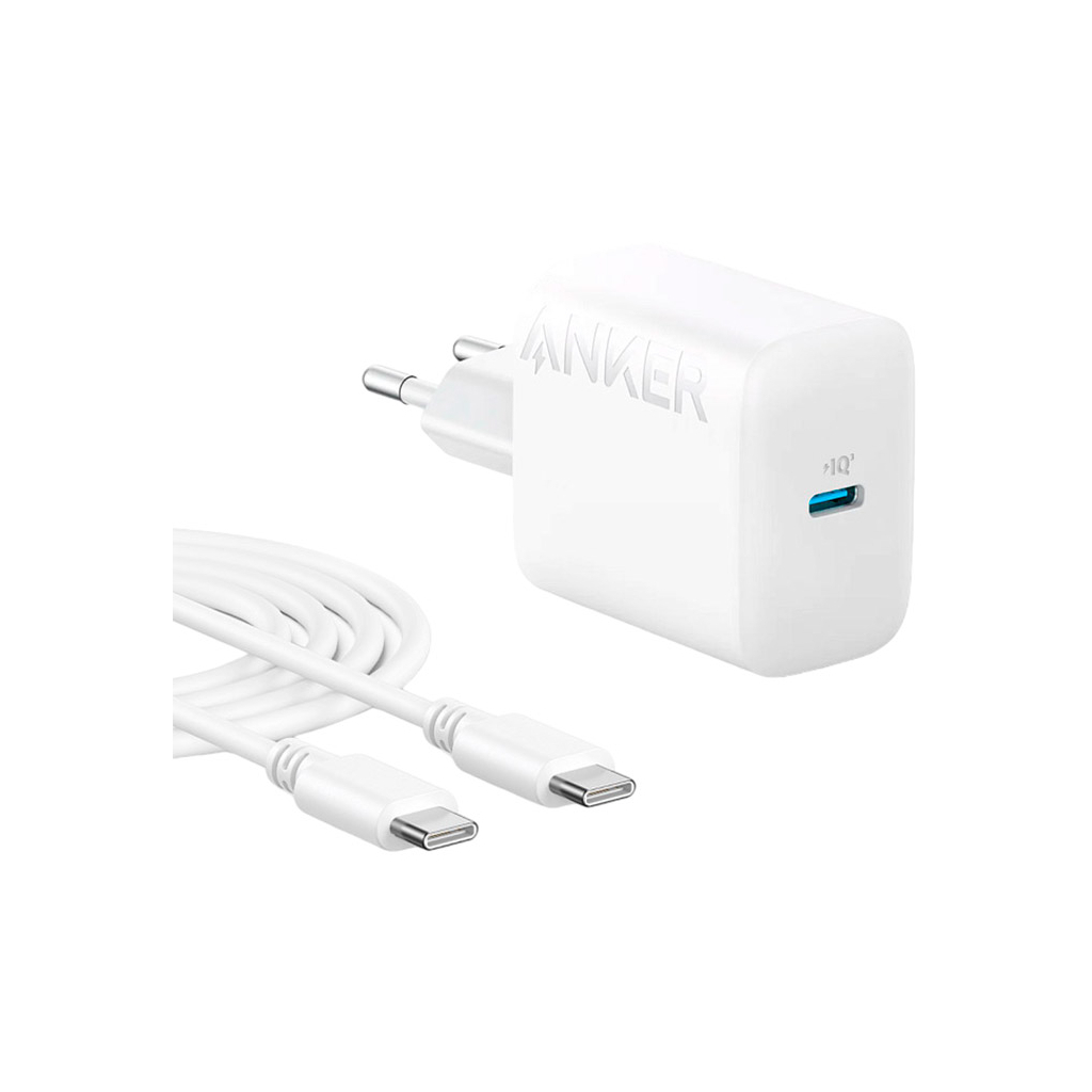 Зарядний пристрій Anker PowerPort 20W USB-C + cable USB-C White (B2347G21) - зображення 1