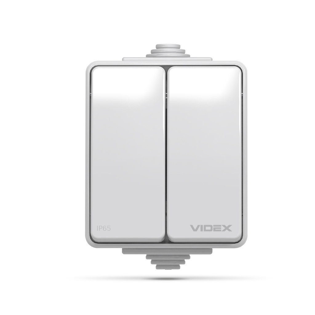 Вимикач Videx BINERA IP65 зовнішній 2кл сірий (VF-BNW12-G) - изображение 2