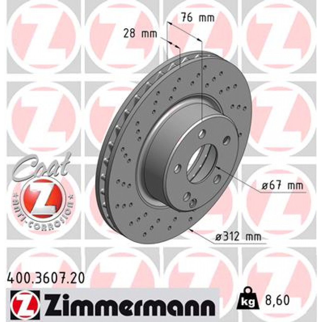 Гальмівний диск ZIMMERMANN 400.3607.20 - зображення 1