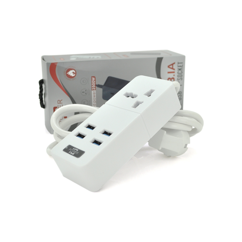 Мережевий фільтр живлення Voltronic TВ-Т06, 1роз, 4*USB White (ТВ-Т06-White) - зображення 2