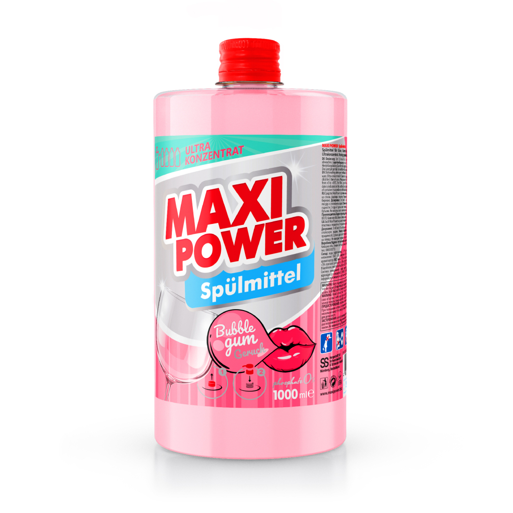 Засіб для ручного миття посуду Maxi Power Бабл Гам запаска 1000 мл (4823098411970) - зображення 1