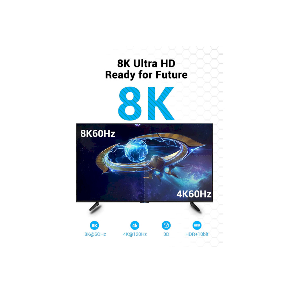 Кабель мультимедійний HDMI M to HDMI M 2.0m V2.1 8K60Hz Vention (AANBH) - изображение 4