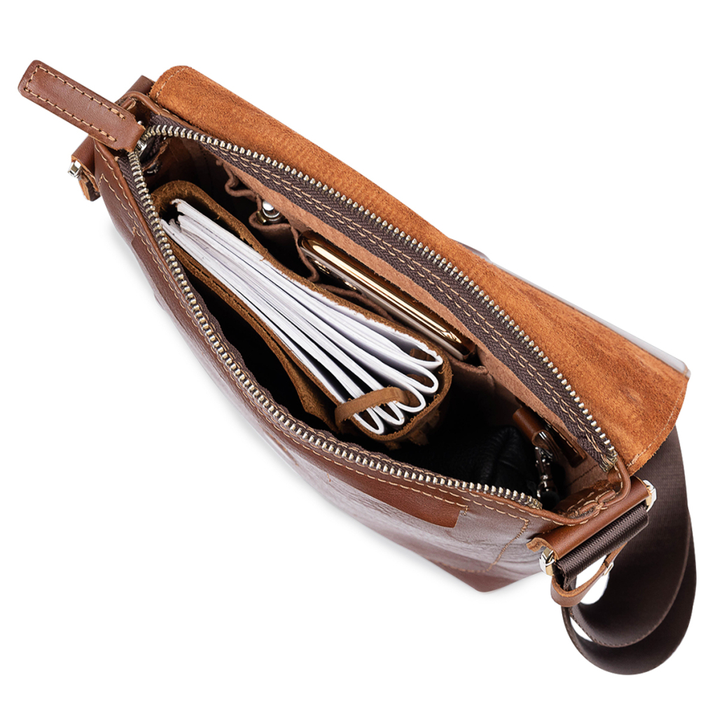 Сумка Grande Pelle Шкіряна чоловіча через плече Коричнева (11567) - зображення 7