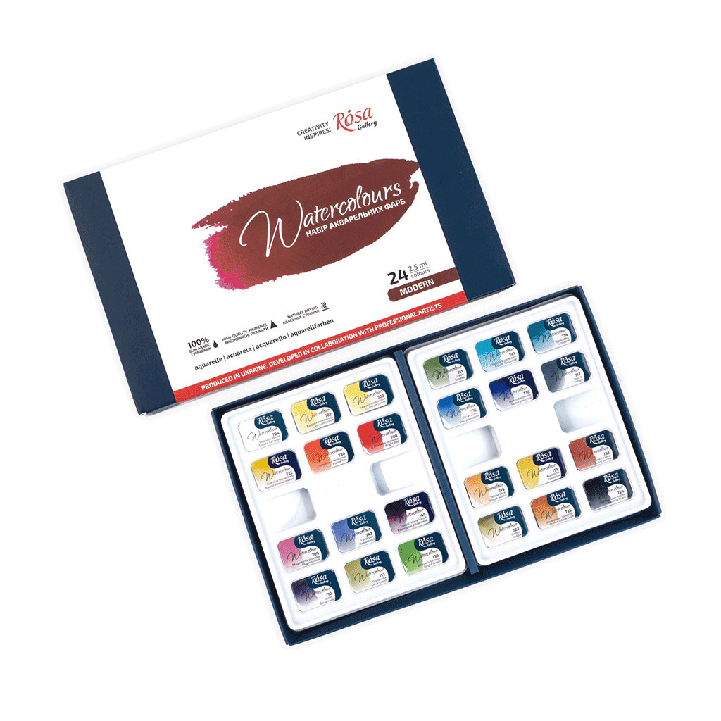 Акварельні фарби Rosa Gallery Modern 24 кольри по 2,5 мл (4823098541127) - зображення 2