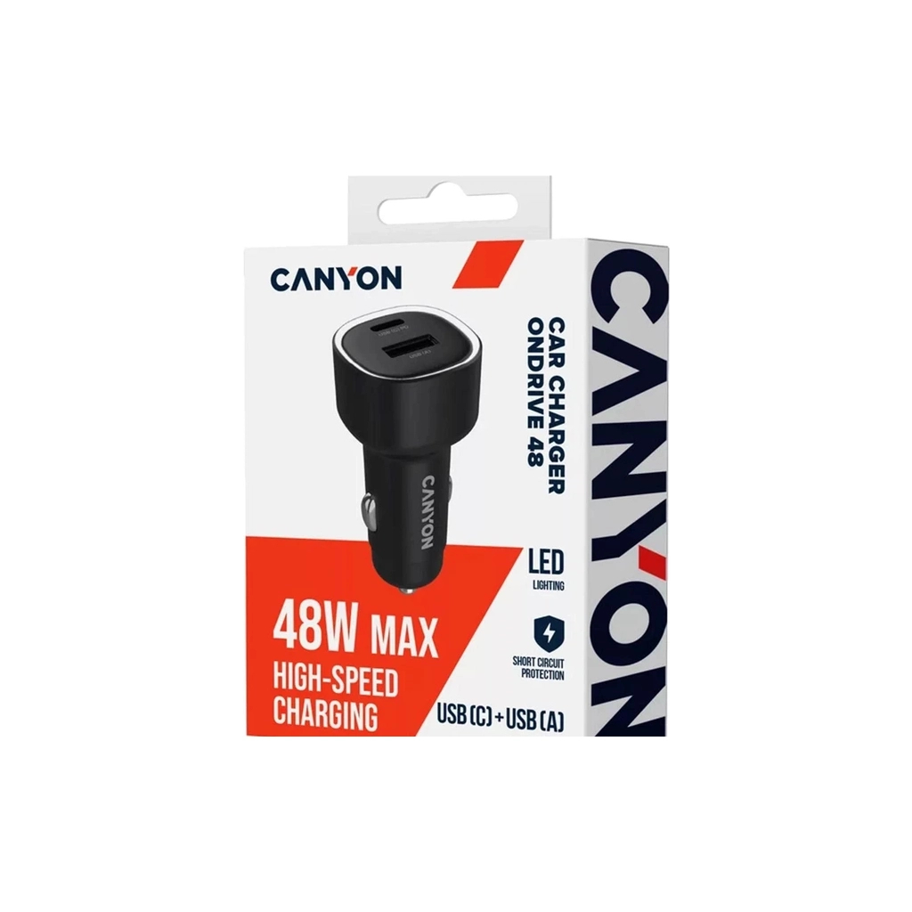 Зарядний пристрій Canyon 1xUSB + 1xUSB-C PD48W black (CNE-CCABR3AC) - зображення 6