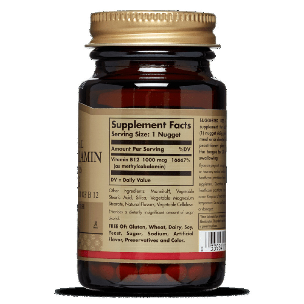 Вітамін Solgar Вітамін В12, Сублінгвальний, Vitamin B12, 1000 мкг, 30 нагет (SOL01950) - зображення 2