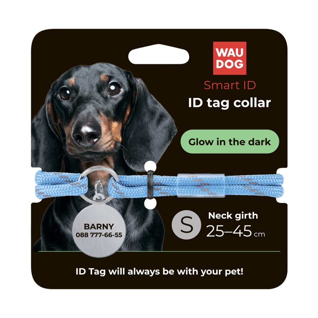 Шнурок для адресника WAUDOG Smart ID світловідбивний S 25-45 см блакитний (60402) - зображення 5