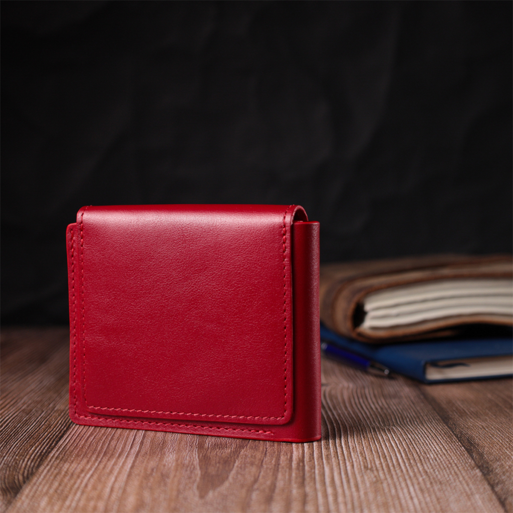 Гаманець Grande Pelle З глянсової натуральної шкіри Червоний (16808) - зображення 7