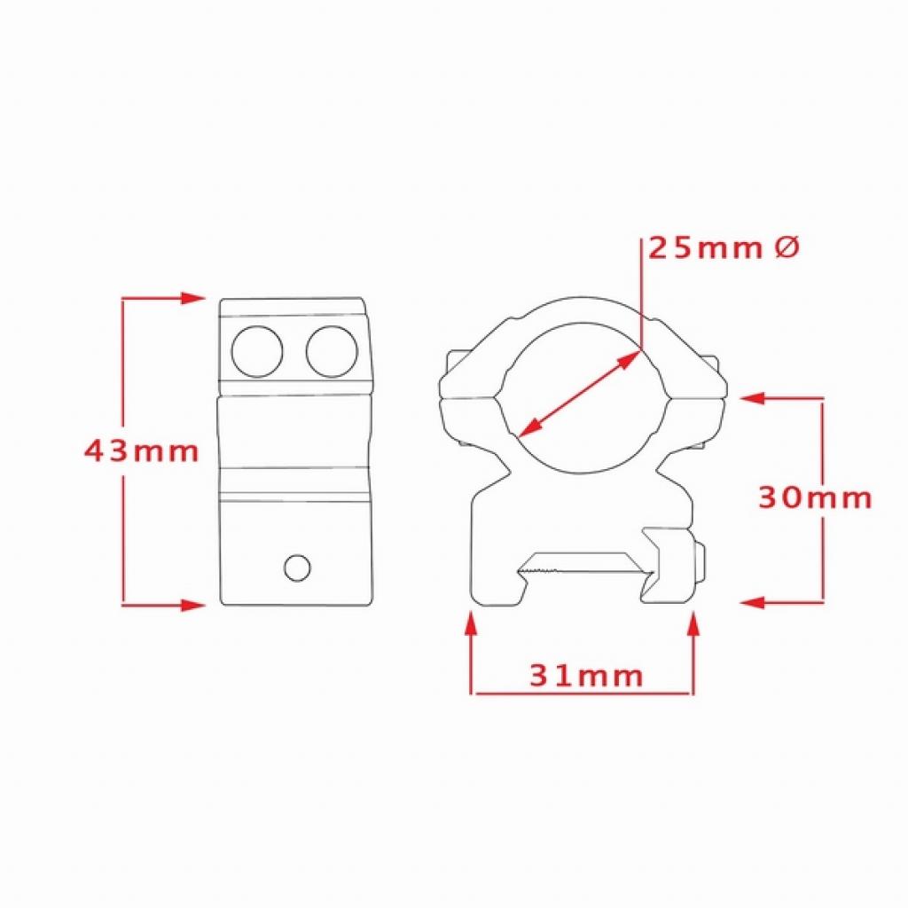 Кріплення для прицілу Hawke Matchmount 1" Weaver Med (921183) - изображение 3