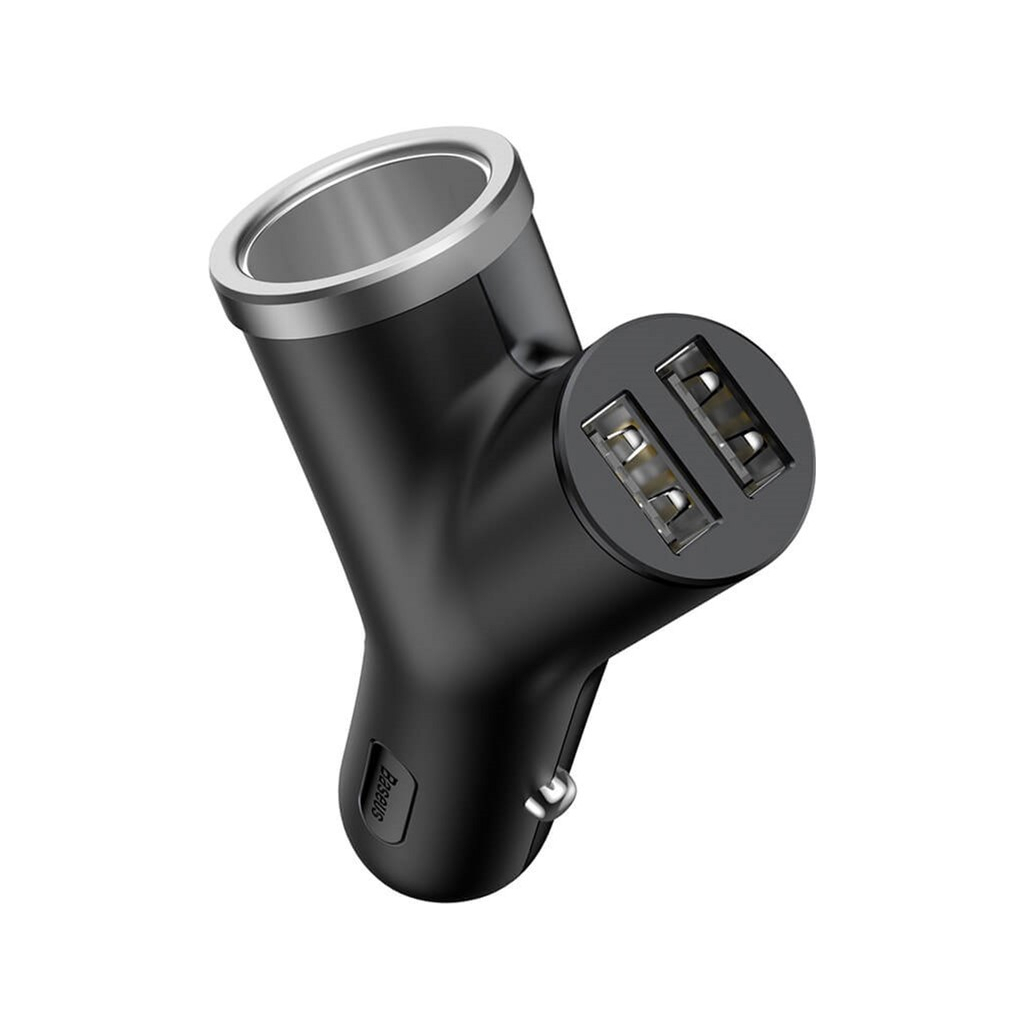 Зарядний пристрій Baseus Y type dual USB-A Black (CCALL-YX01) - зображення 1