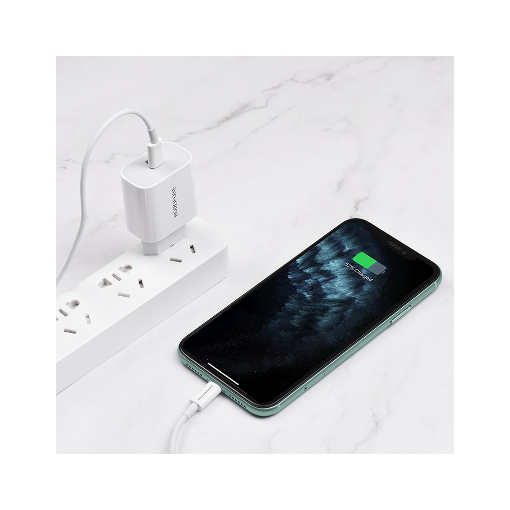 Зарядний пристрій BOROFONE BA38A Plus Speedy USB-C PD20W White (6931474746870) - зображення 3