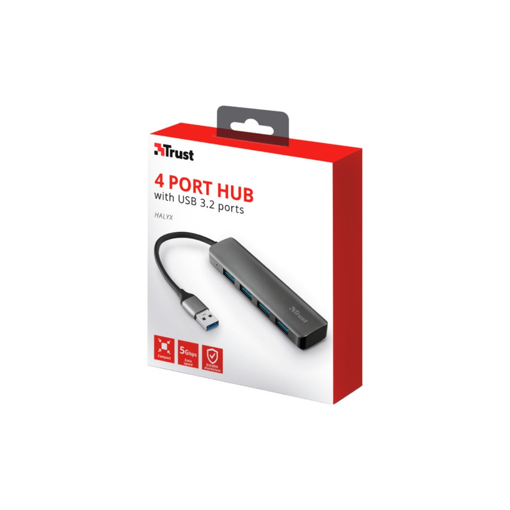 Концентратор Halyx 4-Port USB-A 3.2 Grey Trust (24947_TRUST) - изображение 7