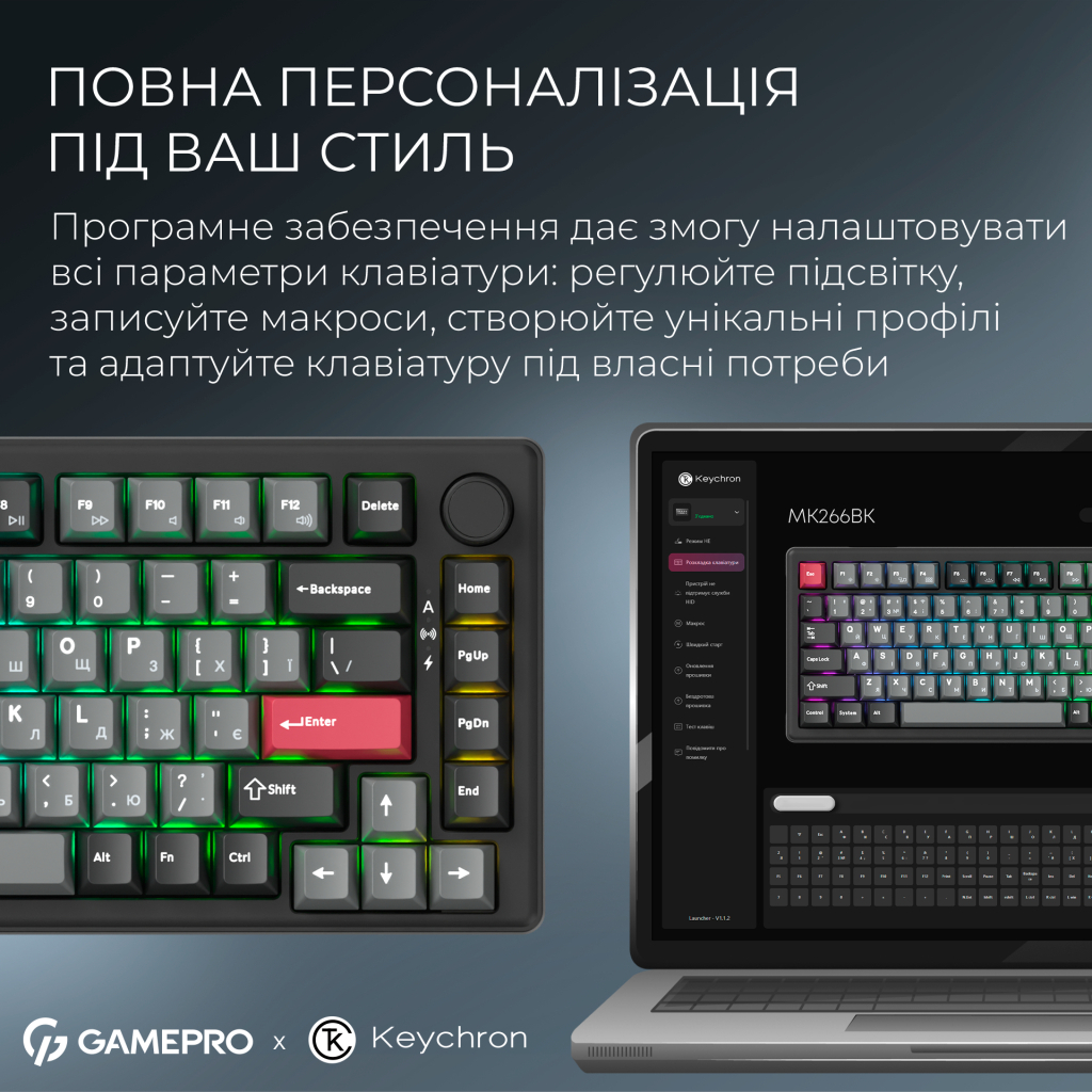 Клавіатура GamePro Asgard Yord Wireless/Bluetooth/USB UA Black (MK266BK) - зображення 10