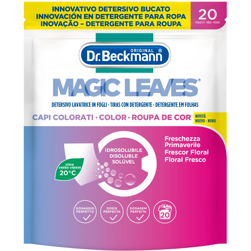Серветки для прання Dr. Beckmann Magic Leaves Для кольорових тканин 20 шт. (4008455584614) - зображення 1