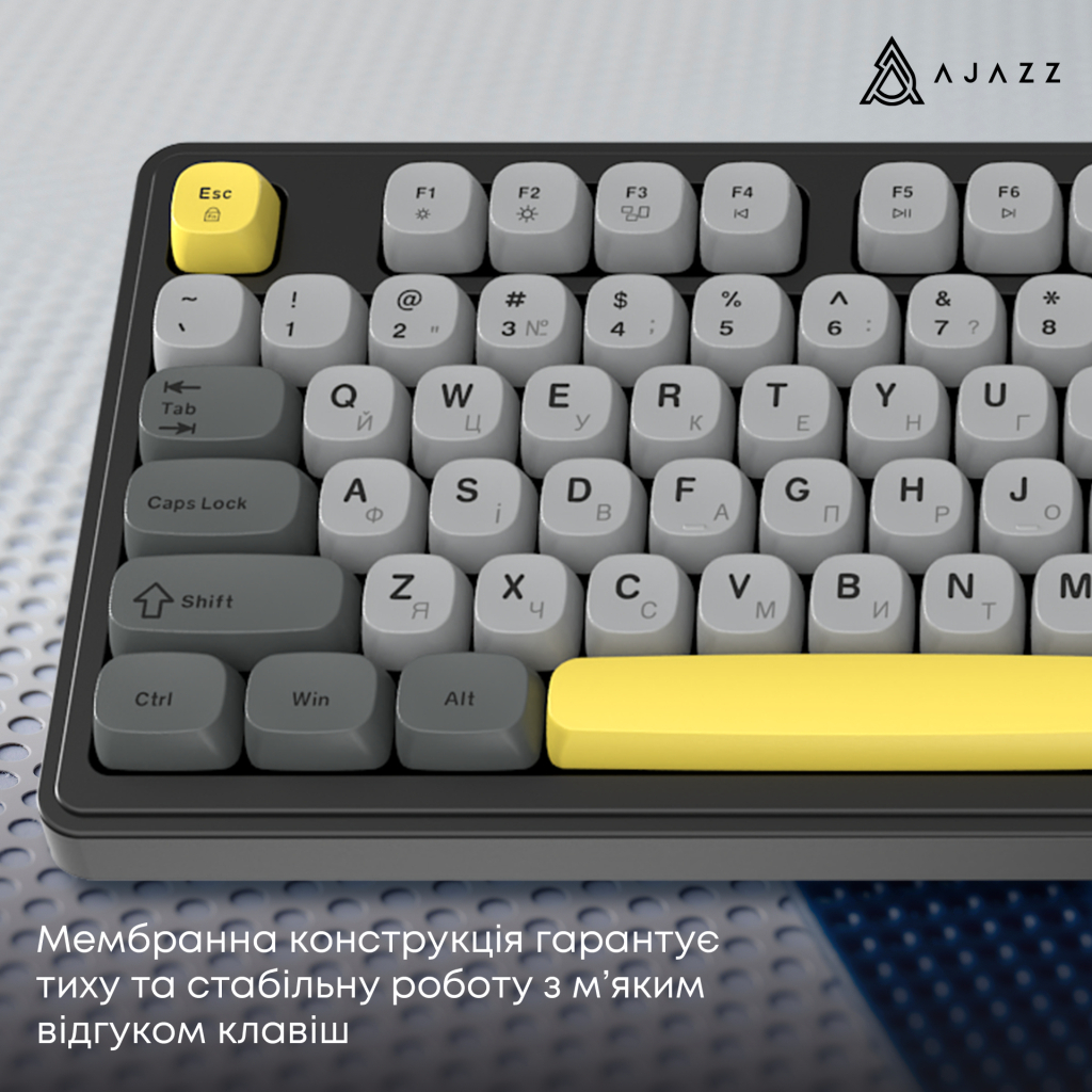 Клавіатура Ajazz AF98 USB UA Black/Grey/Yellow (AF98-BGY) - зображення 12