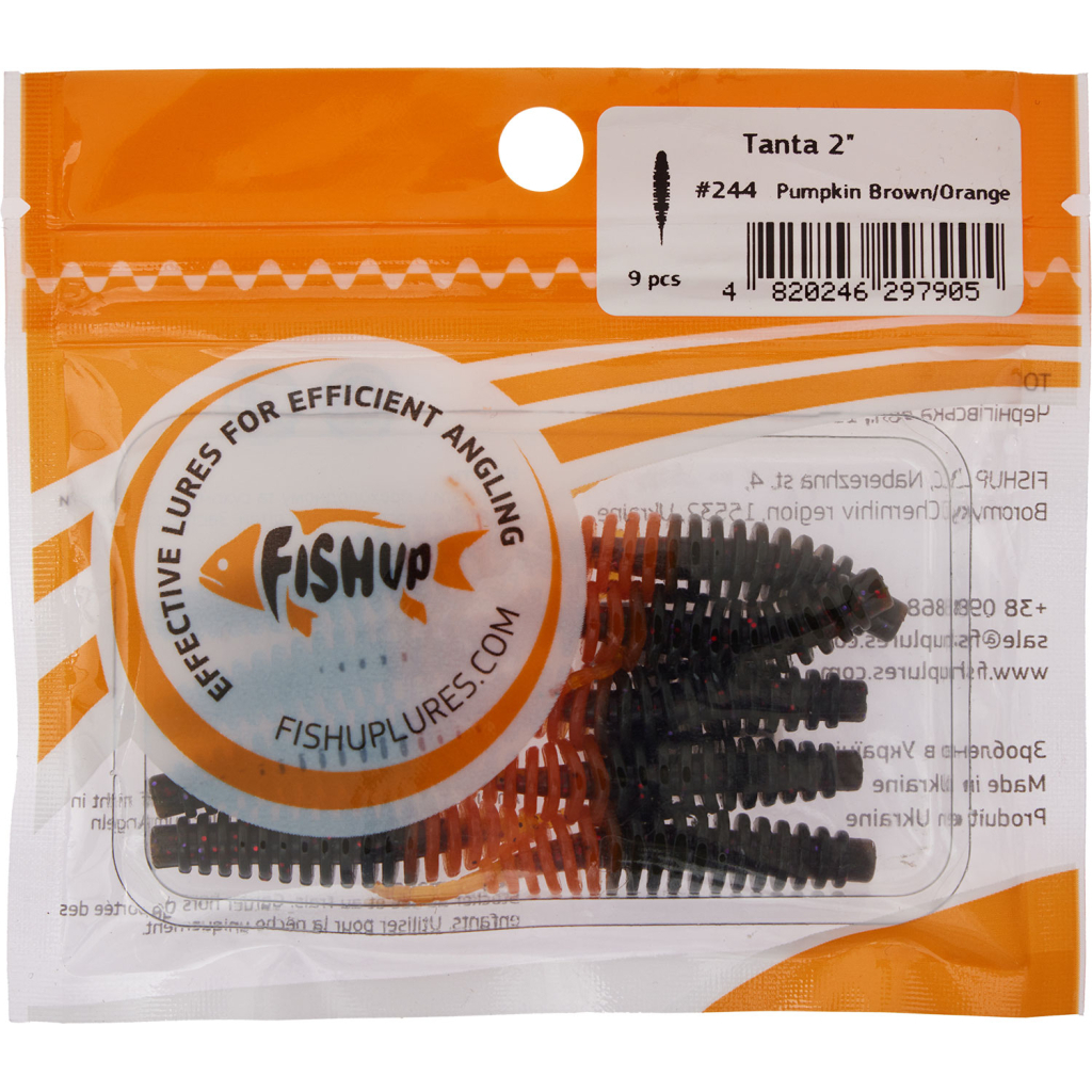 Силікон рибальський FishUP Tanta 2" 244 - Pumpkin Brown/Orang (9шт/уп) (1864.01.14) - изображение 2