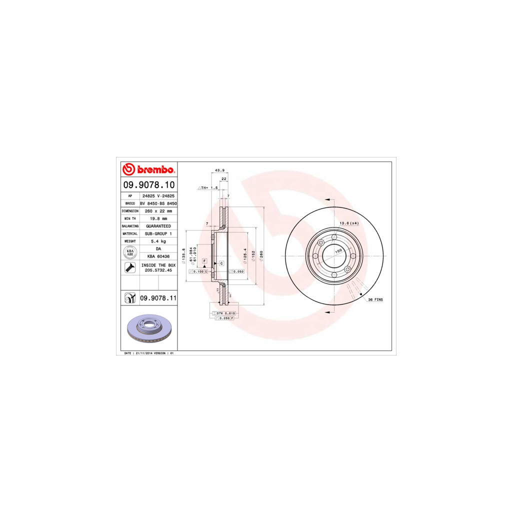Гальмівний диск Brembo 09.9078.11 - зображення 1