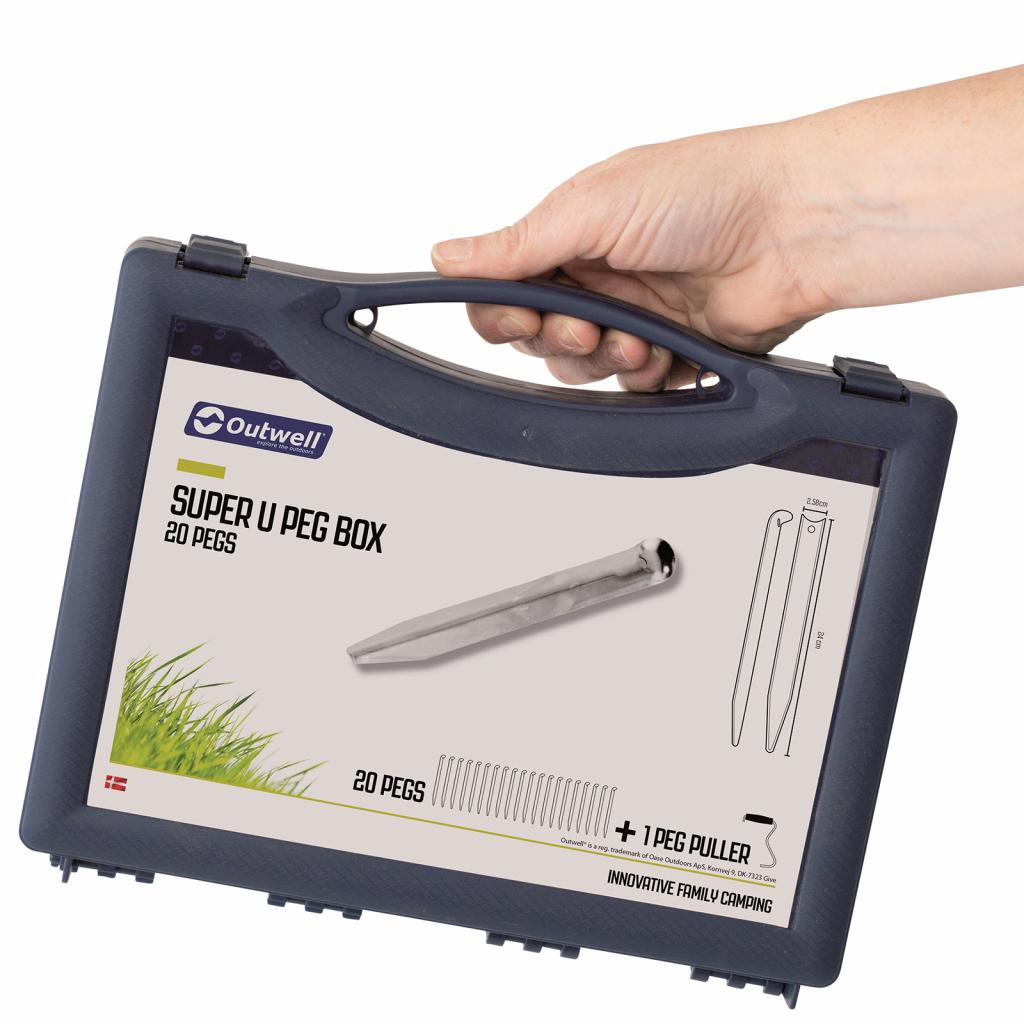 Комплект кілочків Outwell Super U Peg Box 24 см 20 шт Silver (928777) - зображення 2