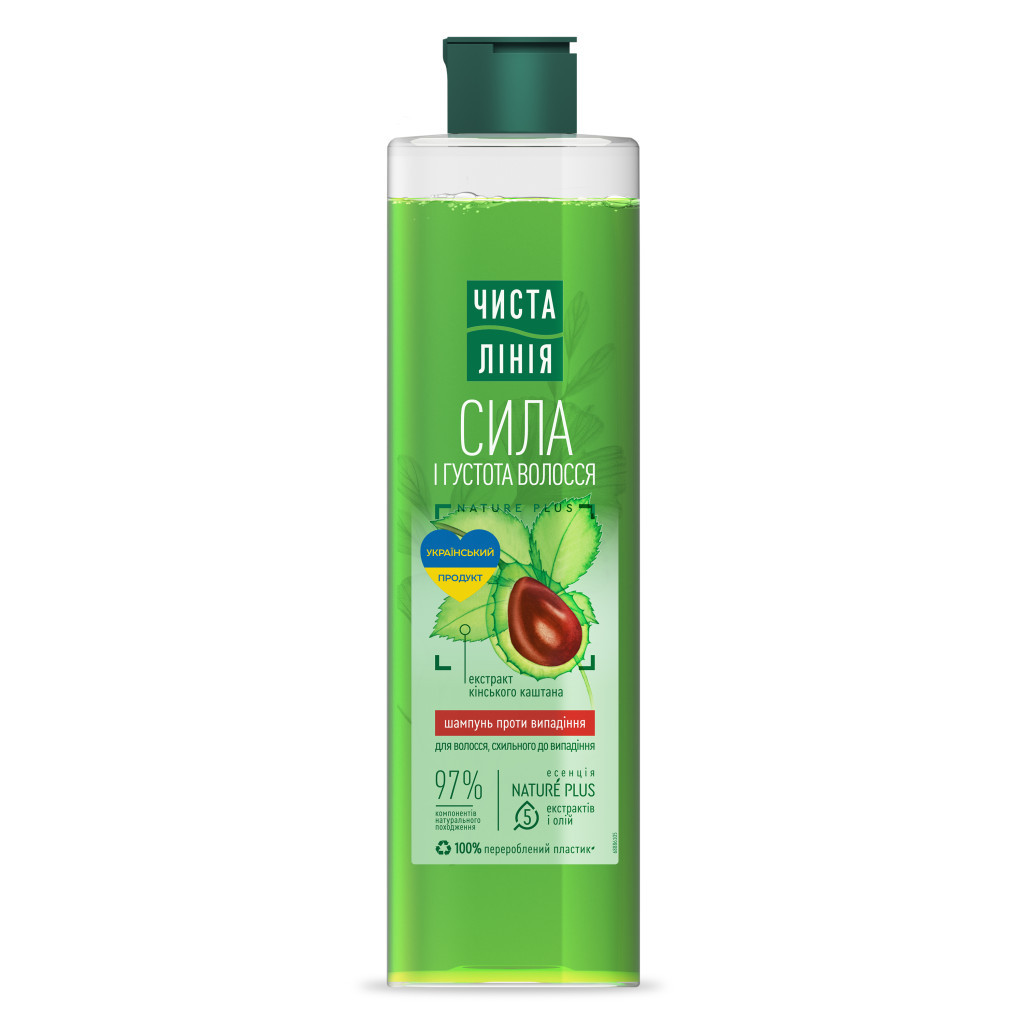 Шампунь Чиста лінія Проти випадіння волосся 390 мл (8720182997852) - зображення 1