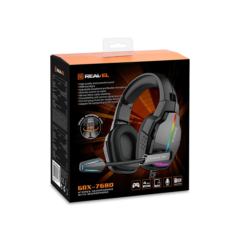 Навушники REAL-EL GDX-7680 Black - зображення 11