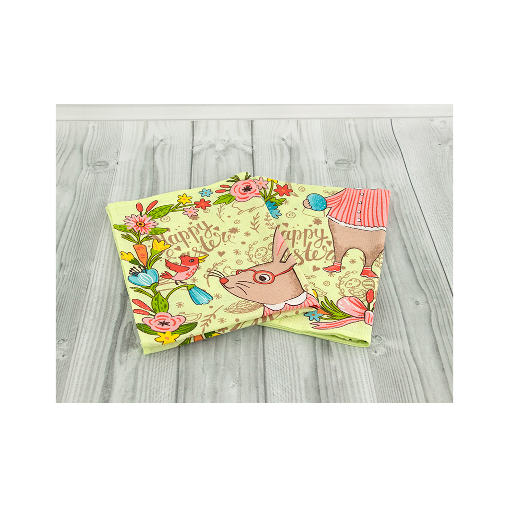 Рушник Руно вафельний набивний Великдень салатовий 45х60 см (205.15_Великдень салатовий_1) - зображення 3