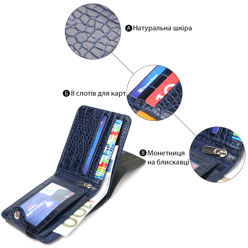 Портмоне Canpellini З натуральної шкіри Синє (21577) - зображення 4