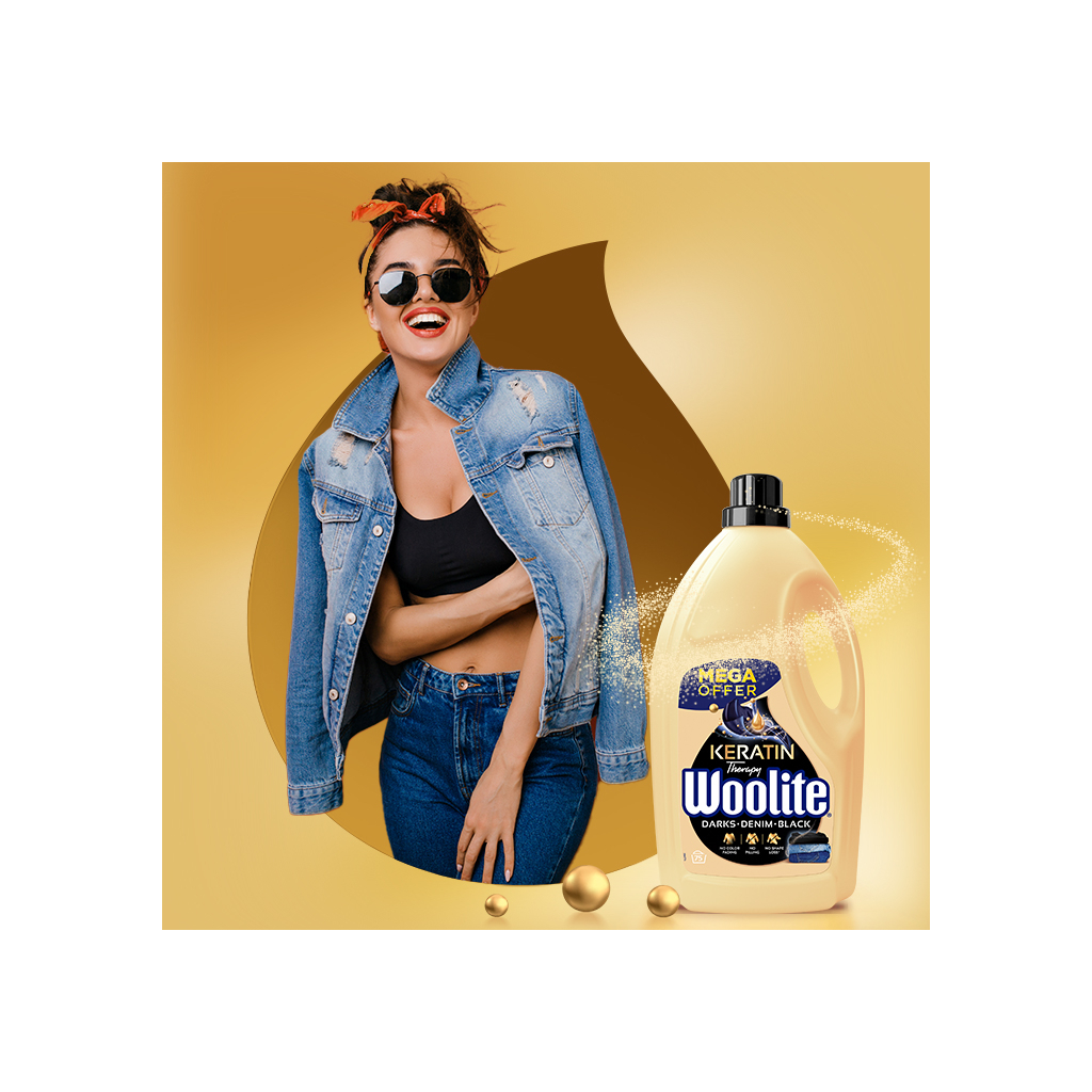 Гель для прання Woolite Для чорних, темних та джинсових тканин З кератином 4.5 л (5900627056945) - изображение 2