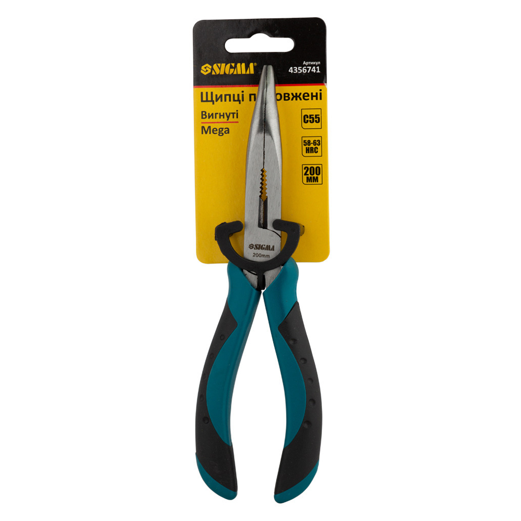 Плоскогубці Sigma довгогубці вигнуті 200мм Mega (4356741) - зображення 3