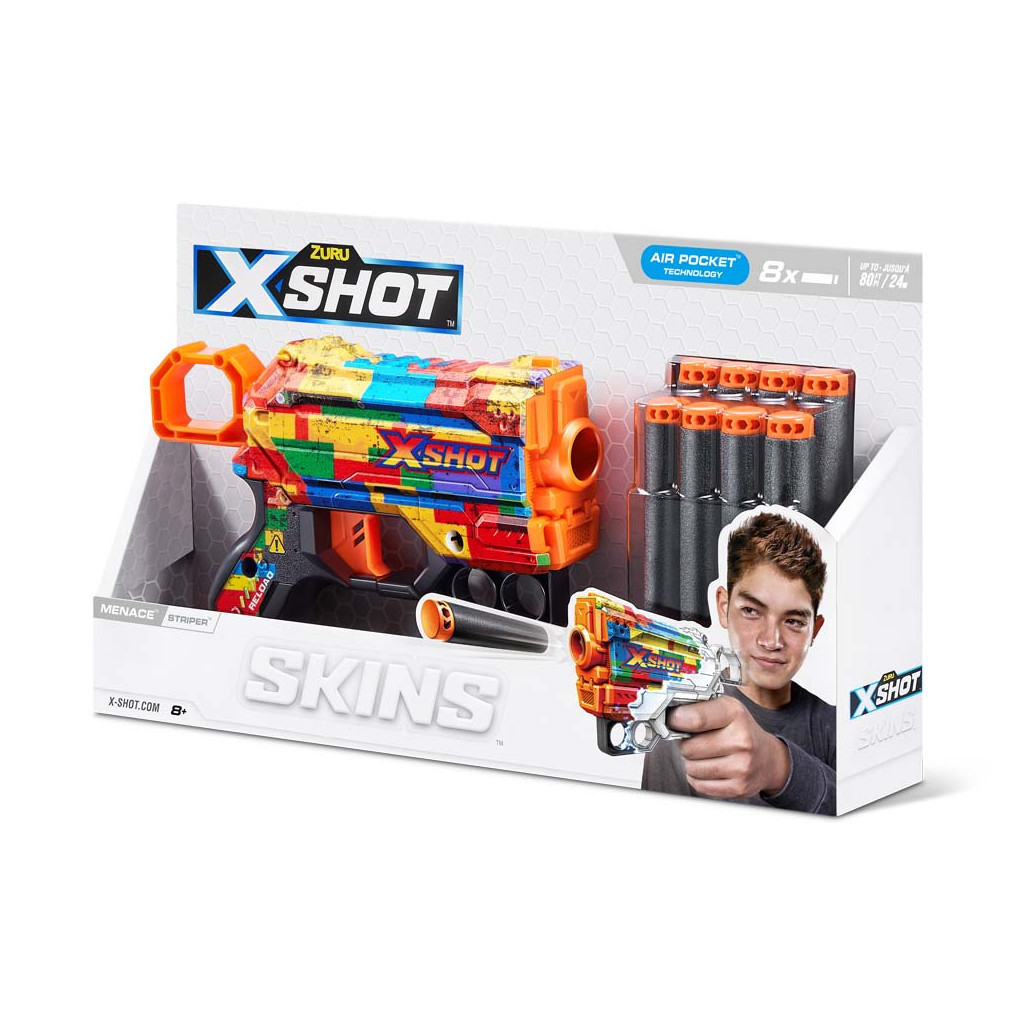 Іграшкова зброя Zuru X-Shot Швидкострільний бластер Skins Menace Striper (8 патронів) (36515N) - зображення 3