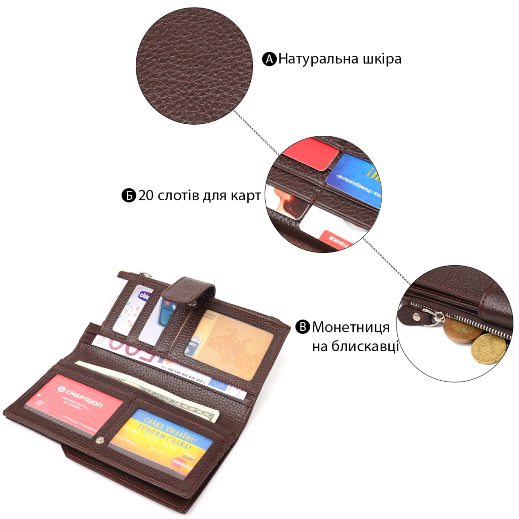 Гаманець Canpellini З натуральної шкіри Коричневий (21642) - зображення 4