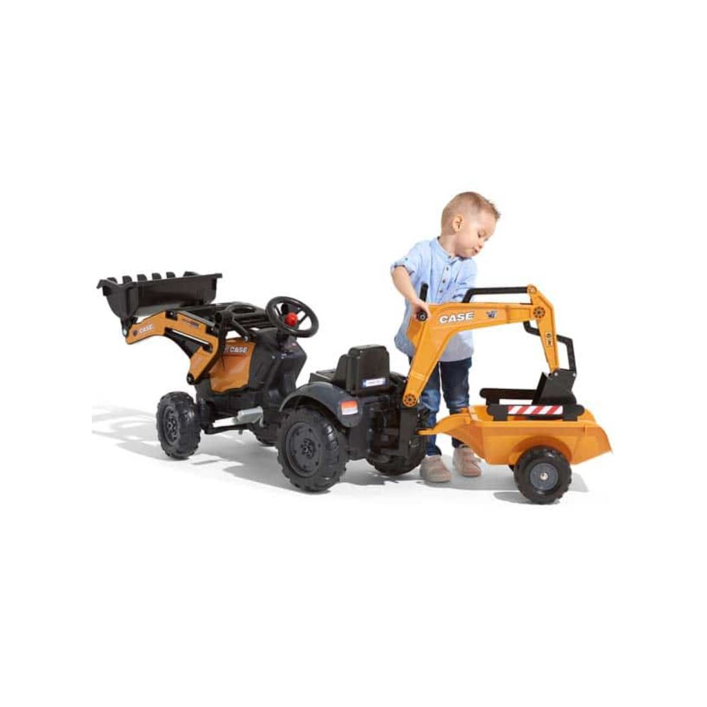 Веломобіль Falk Case Ce трактор на педалях з причепом переднім та заднім ковшами Жовтий (967N) - изображение 2