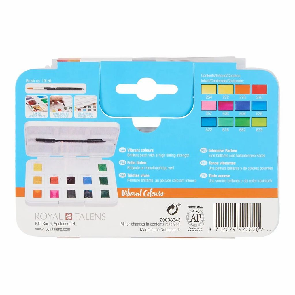 Акварельні фарби Royal Talens Van Gogh Pocket box Vibrant Colours 12 кольорів (8712079422820) - изображение 5